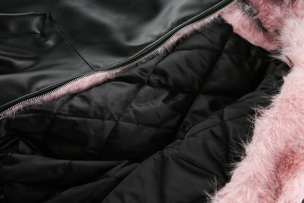 National Trend American Retro PU Padded Cotton Thickened Fur Collar Hooded Cotton Jacket Men's Winter Loose Versatile Cotton Coat