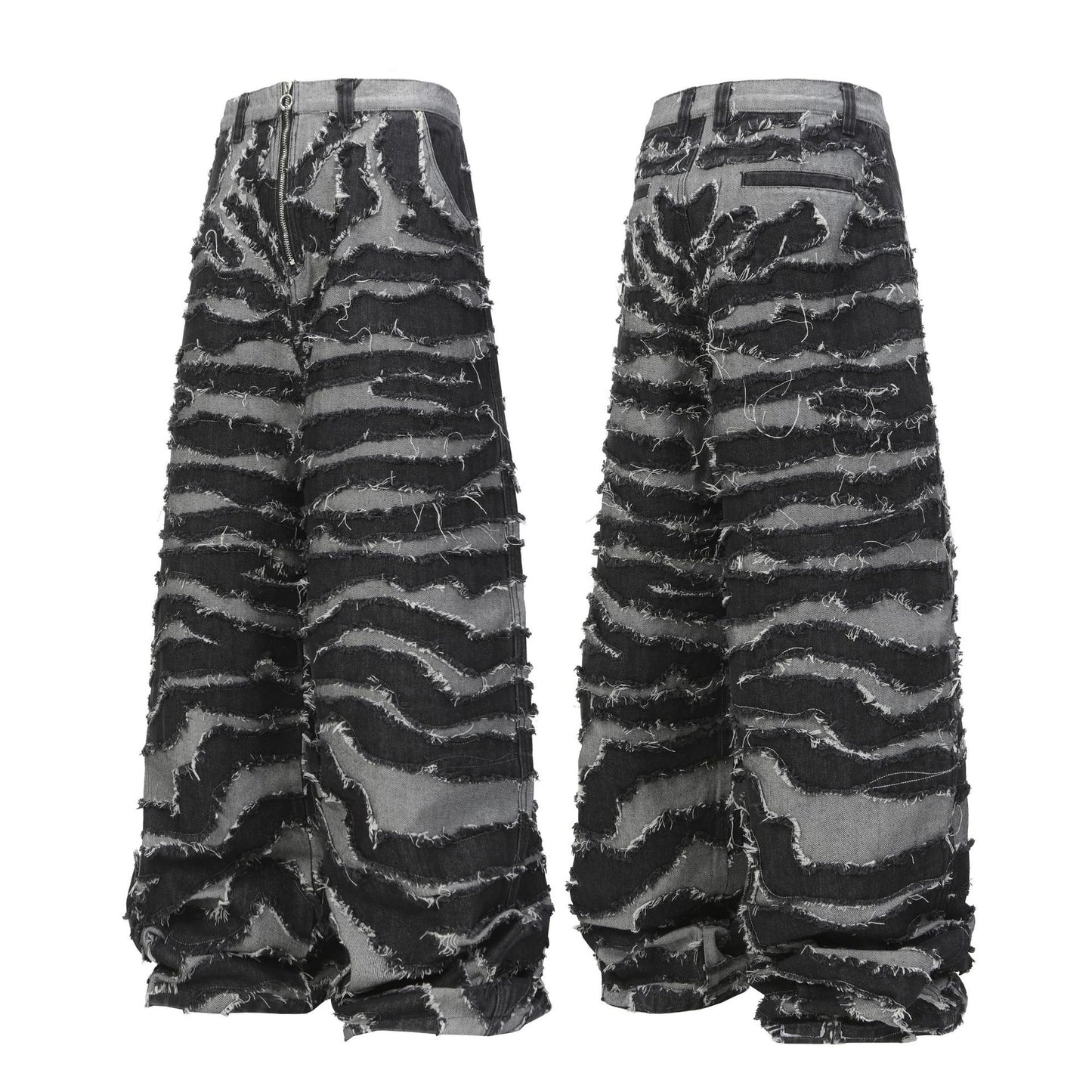 2025Autumn New Heavy Craft Patchwork Zebra Pattern European and American Trendy Brand Loose Jeans